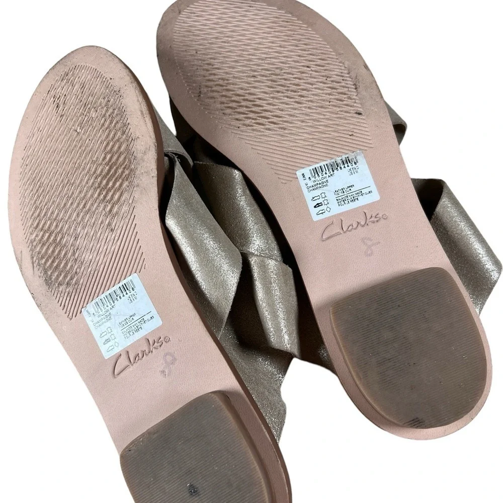 Clark’s willow art golden leather sandals women’s 9 - Picture 3 of 5